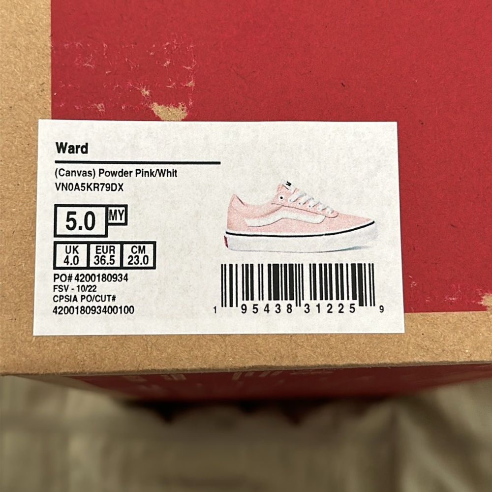 Vans Canvas Powder Pink/ White Ward Size 5 - Picture 6 of 6